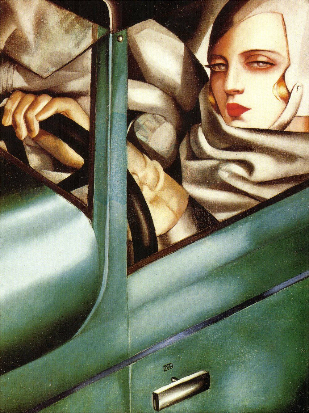 The original Self Portrait in the Green Bugatti by Tamara de Lempicka