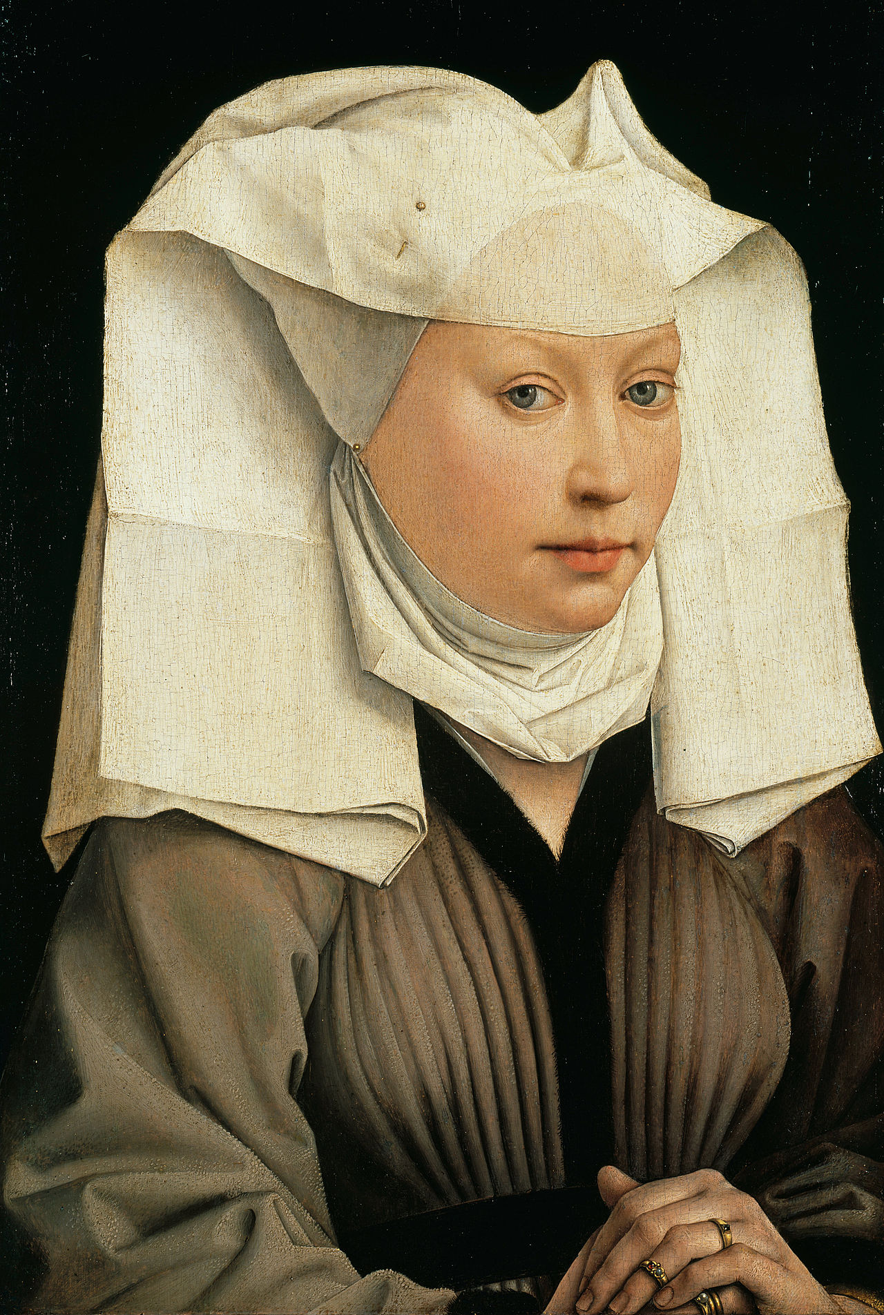 The original Portrait of a Woman with a Winged Bonnet by Rogier van der Weyden
