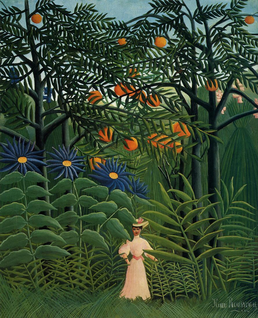 The original Woman Walking in An Exotic Forest by Henri Rousseau