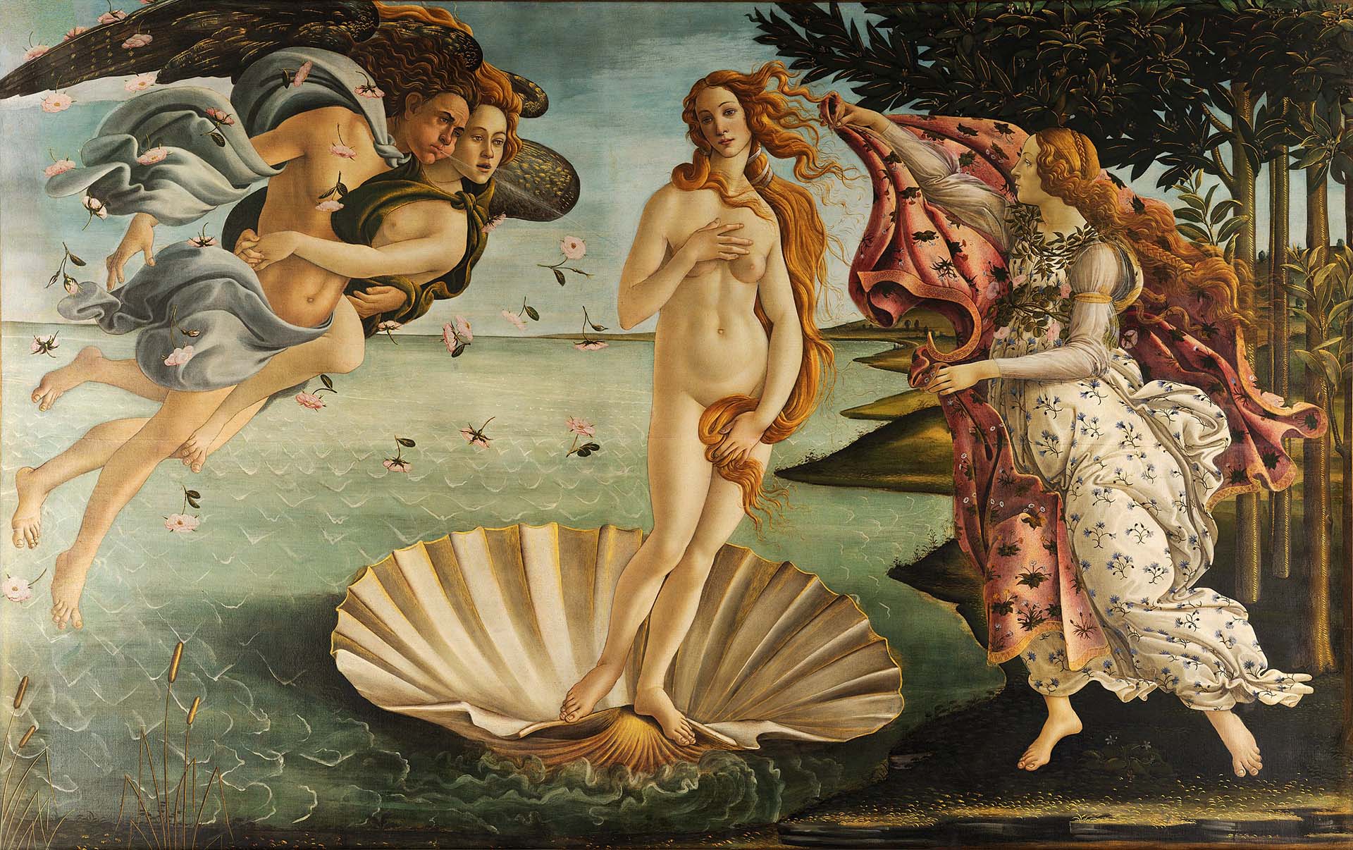 The original The Birth of Venus by Sandro Botticelli