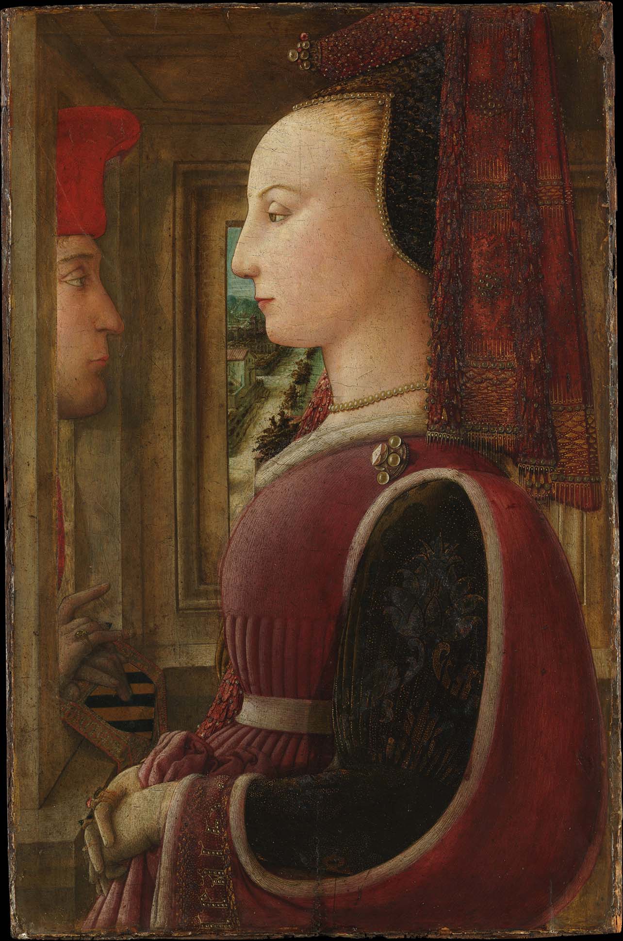 The original Portrait of a Woman with a Man at a Casement by Fra Filippo Lippi