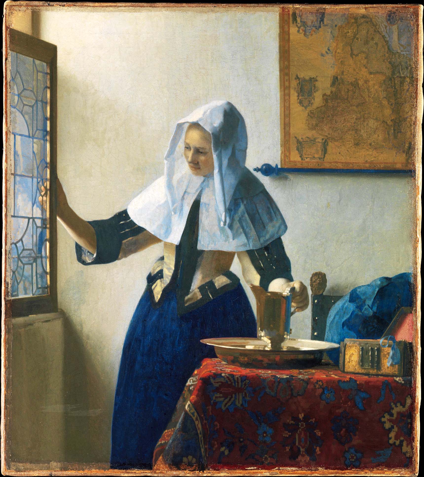 The original Young Woman with a Water Pitcher by Johannes Vermeer