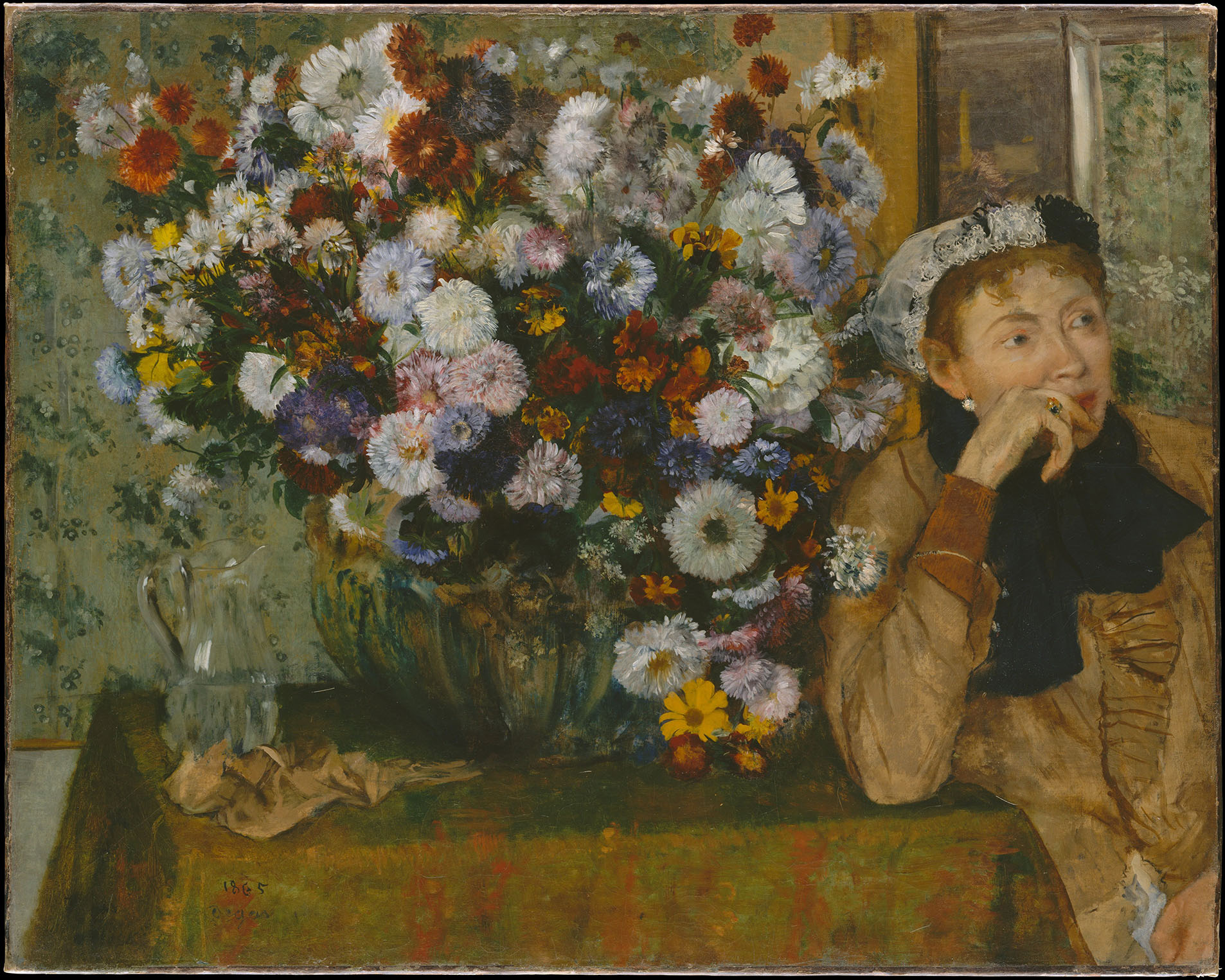 The original A Woman Seated beside a Vase of Flowers by Edgar Degas