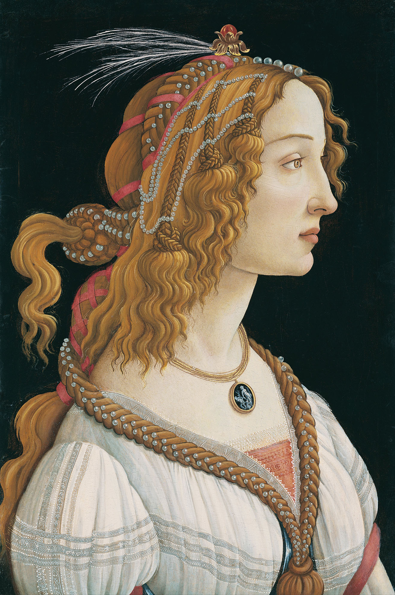The original Portrait of a Young Lady, thought to be Simonnetta Vespucci by Sandro Botticelli