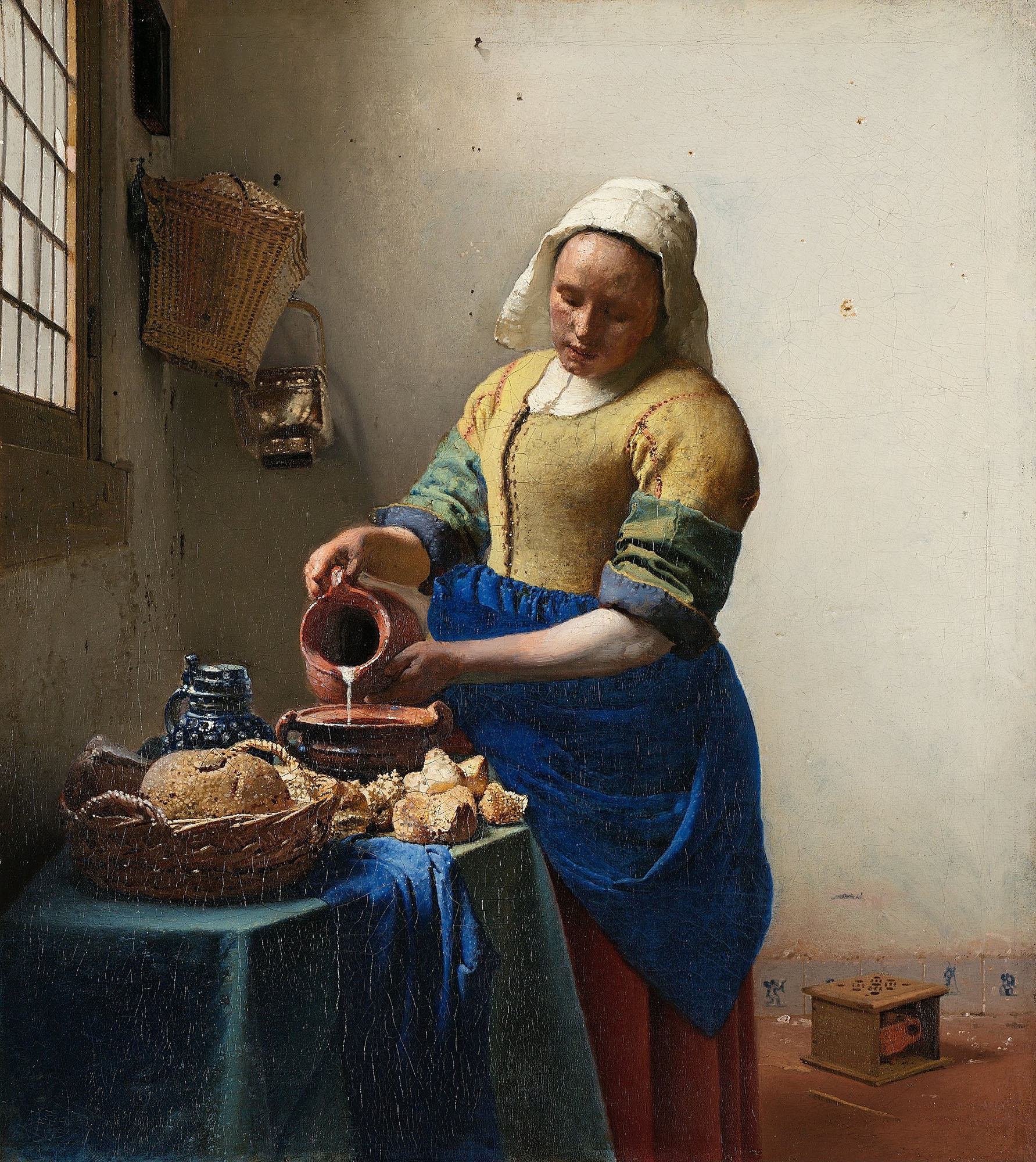 The original The Milkmaid by Johannes Vermeer