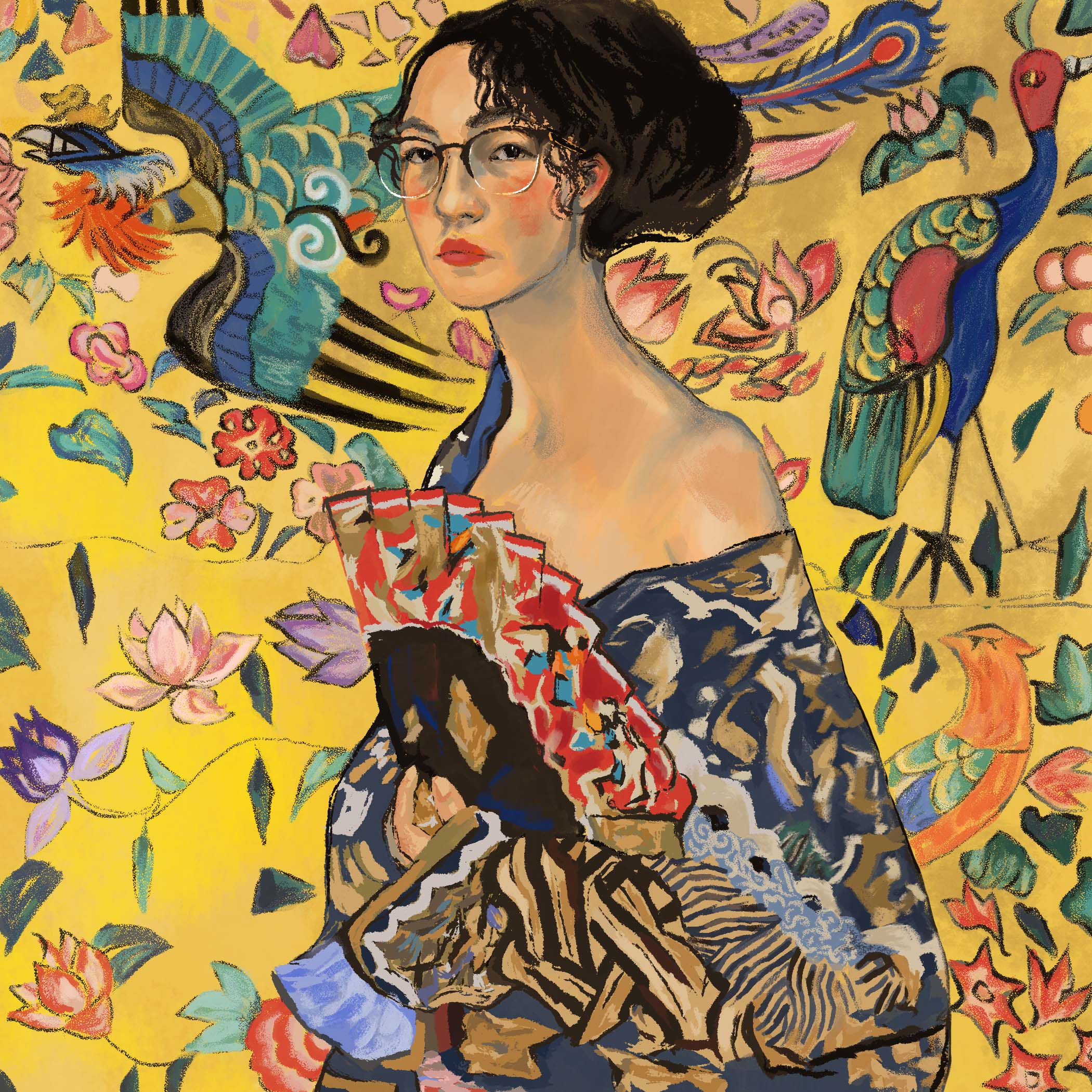 My copy of Lady with a Fan by Gustav Klimt