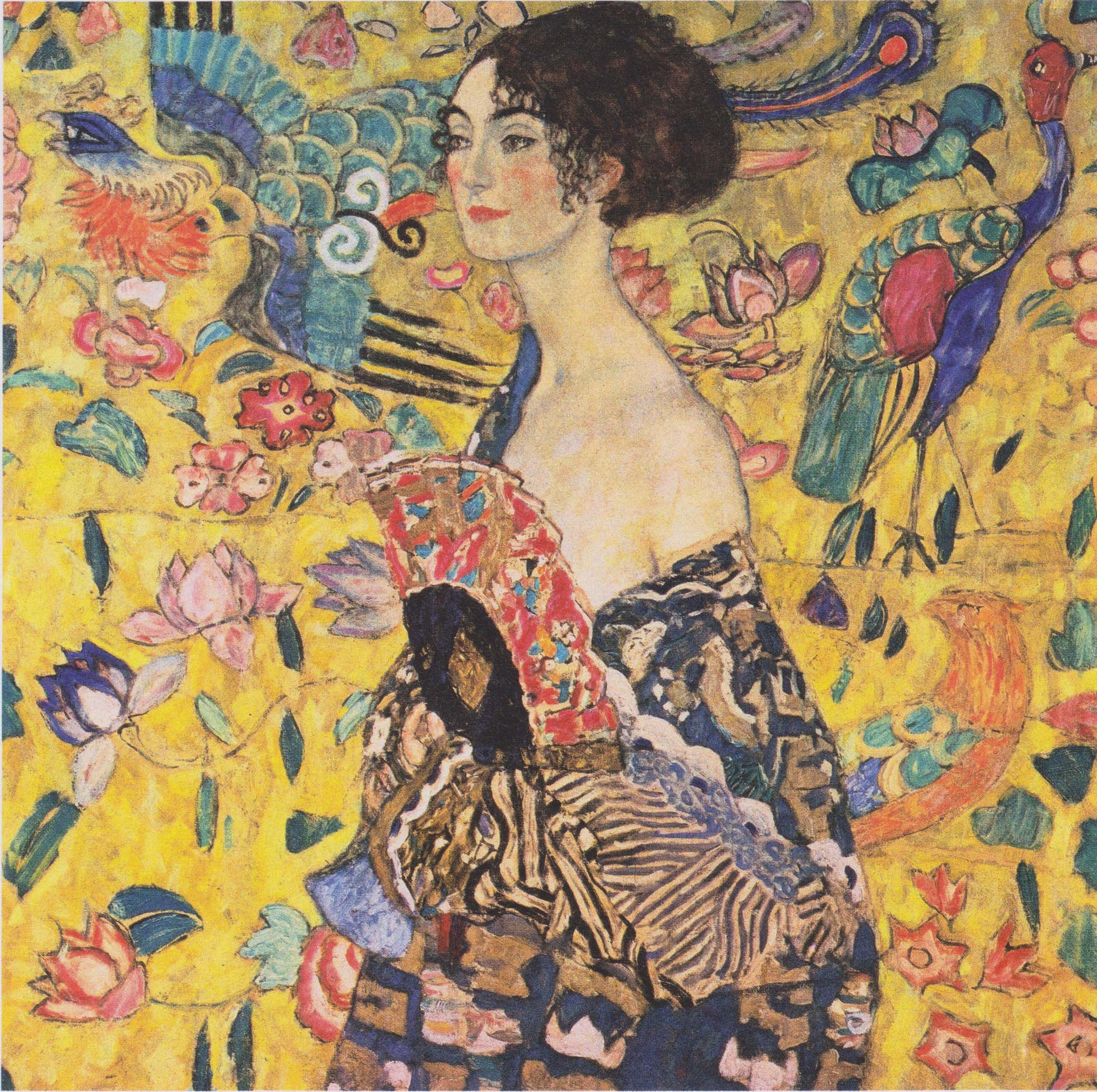 The original Lady with a Fan by Gustav Klimt